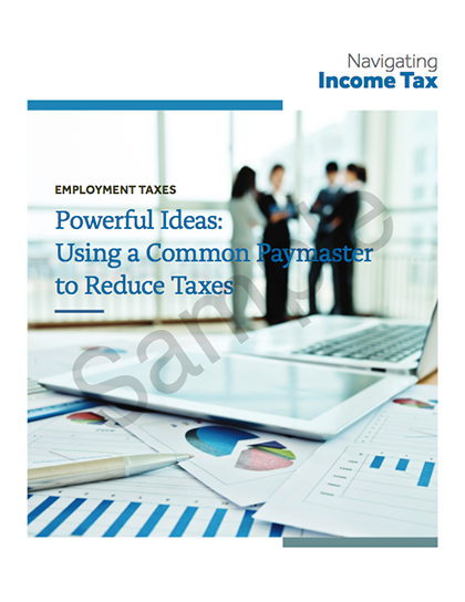 Using a Common Paymaster to Reduce Taxes cover sheet
